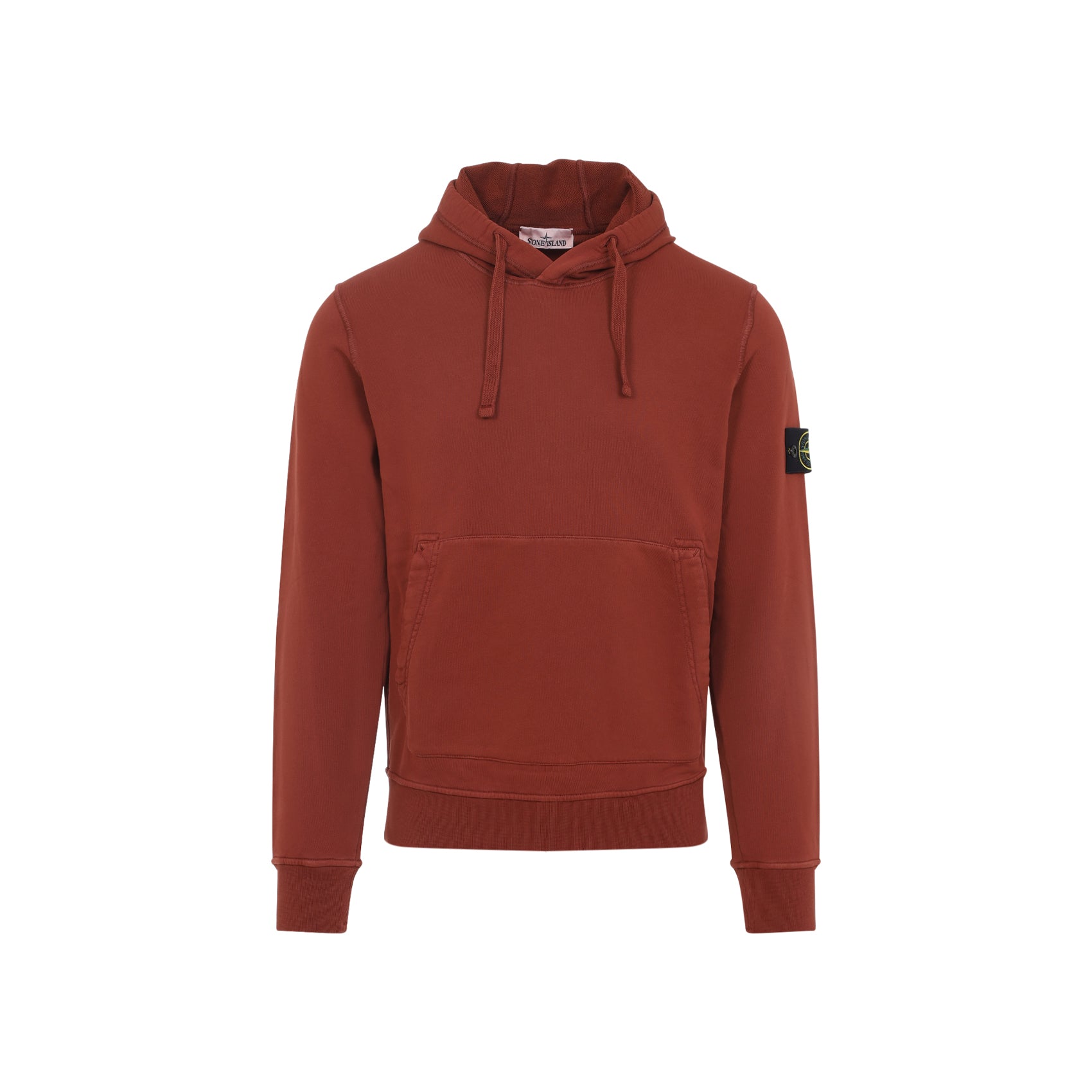 Deep Red Cotton Sweatshirt With Classic Hood