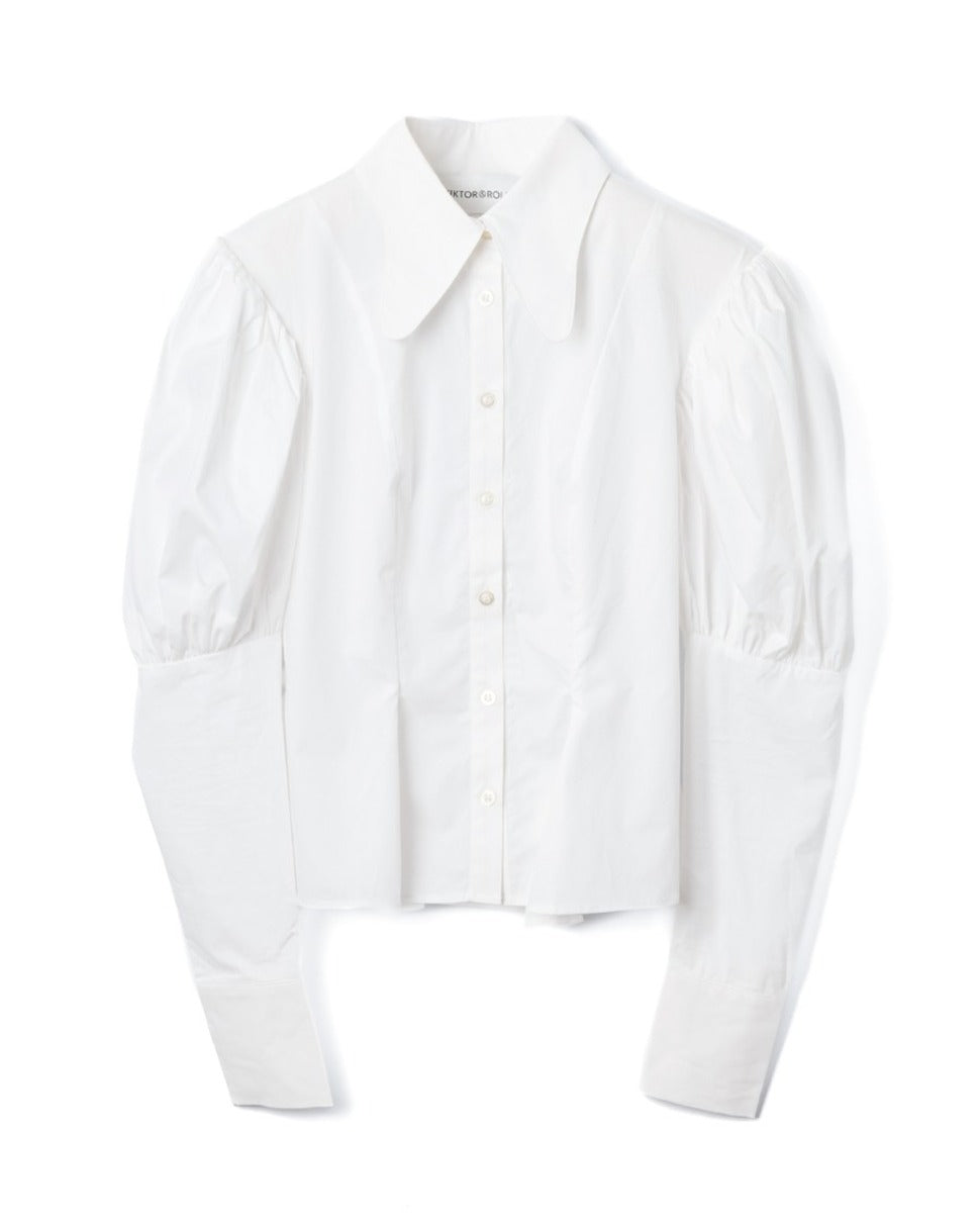 Voluminous Puff Sleeve White Shirt