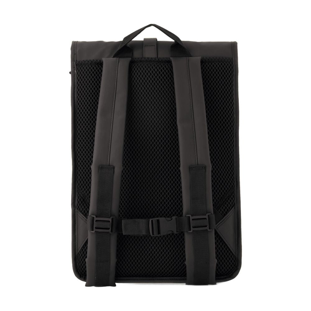 Minimalist Black Rolltop Rucksack With Adjustable Straps