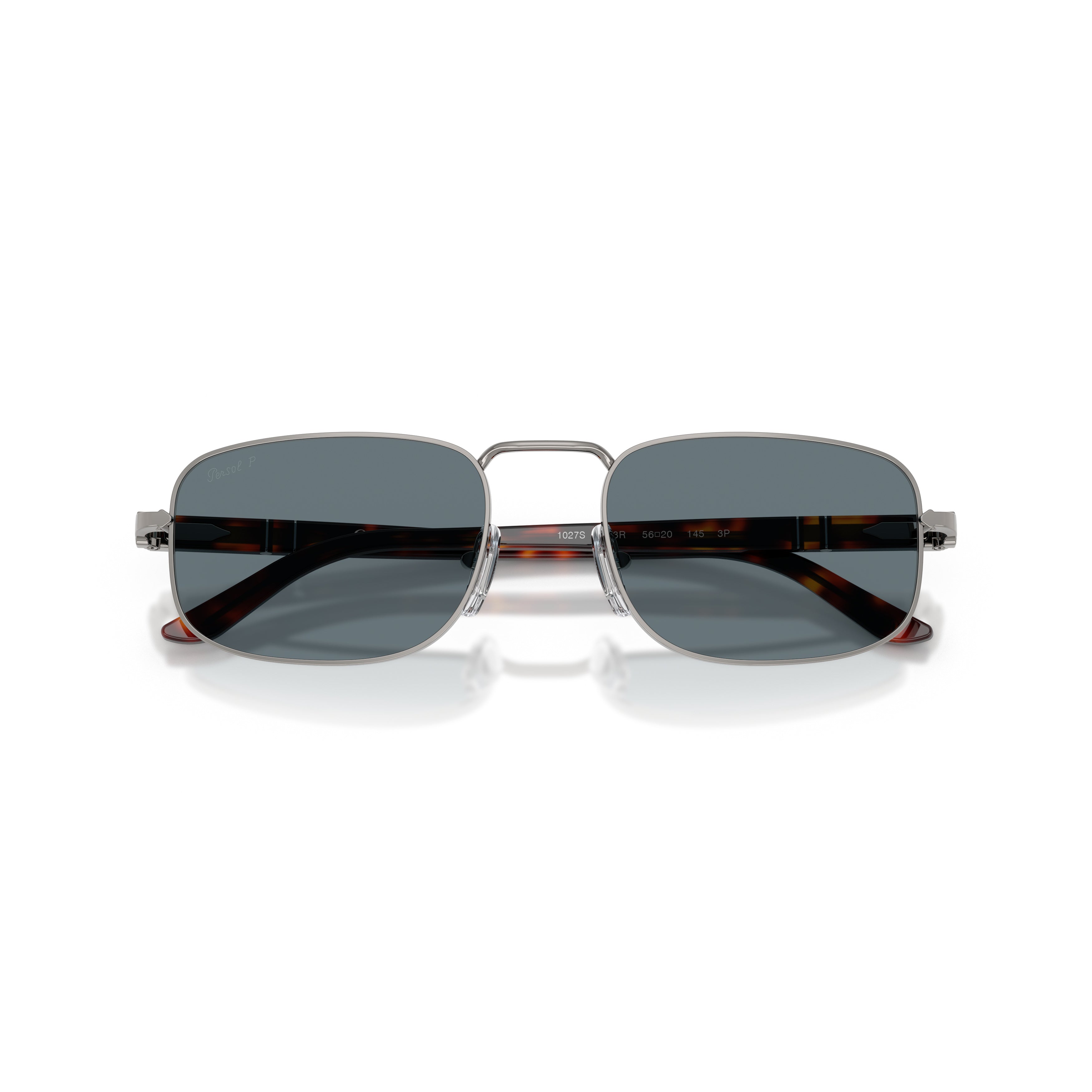 Rectangular Metal Frame Sunglasses With Tortoiseshell Tips