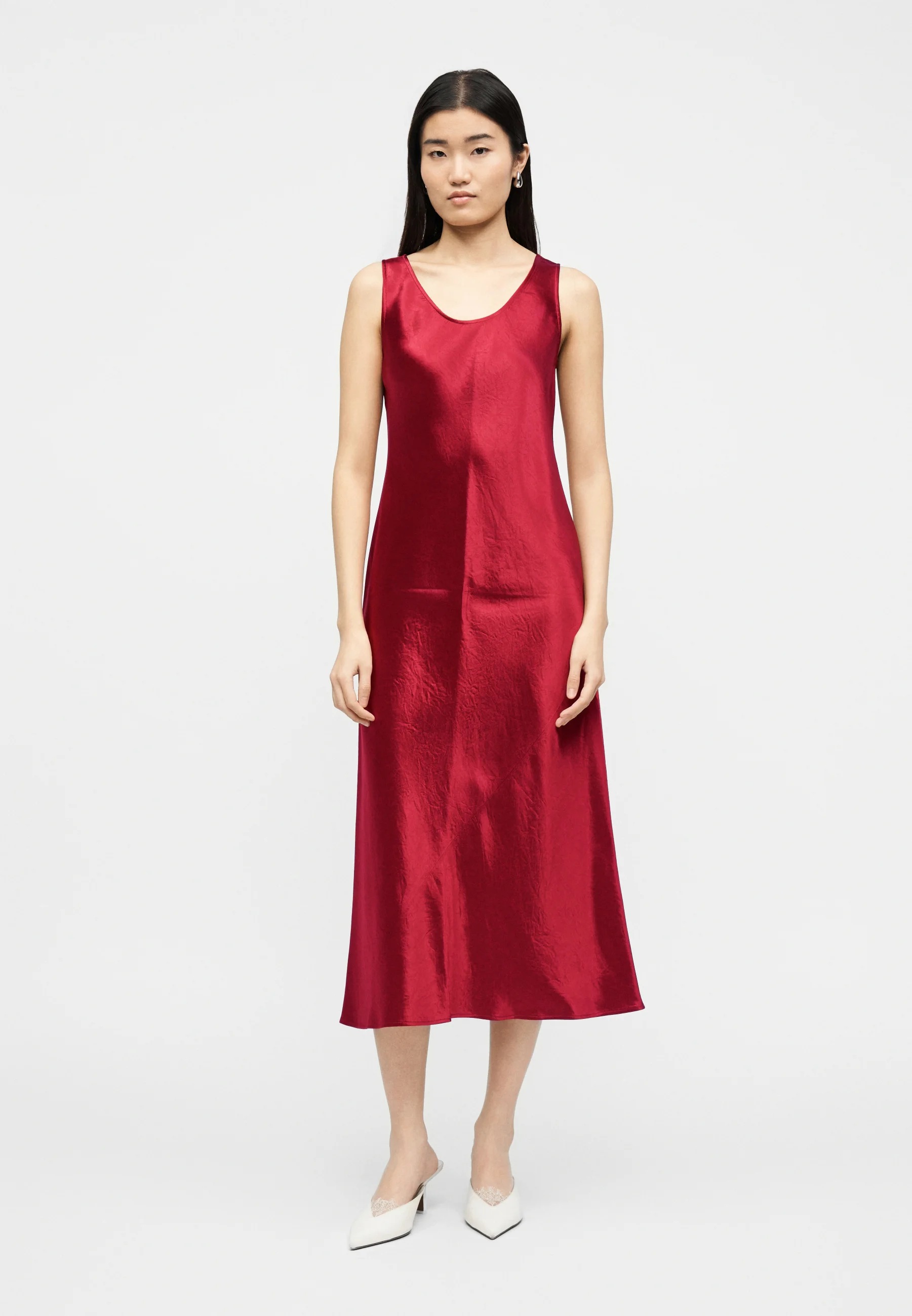 Red Acetate Evening Gown