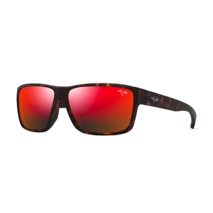 Uila Rectangular Tortoiseshell Sunglasses with Reflective Red Lenses