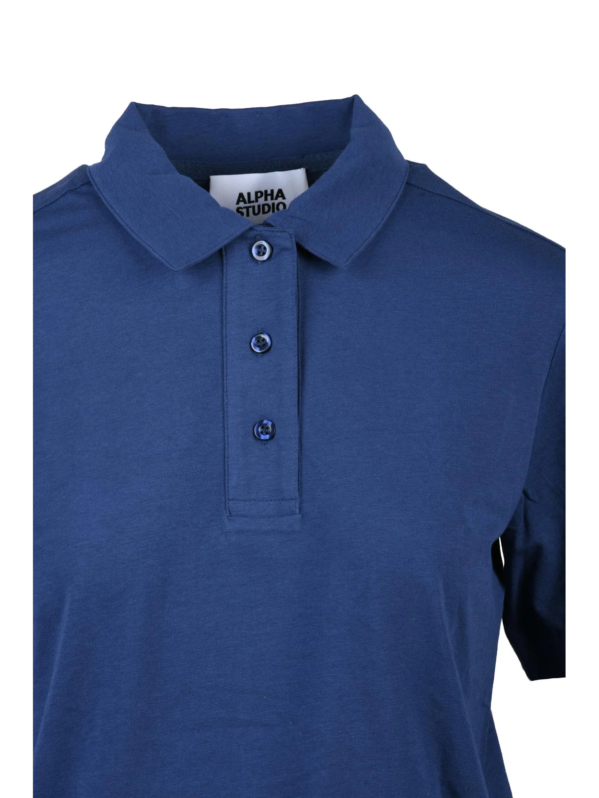 Blue Cotton Elastane Stretch Polo Shirt