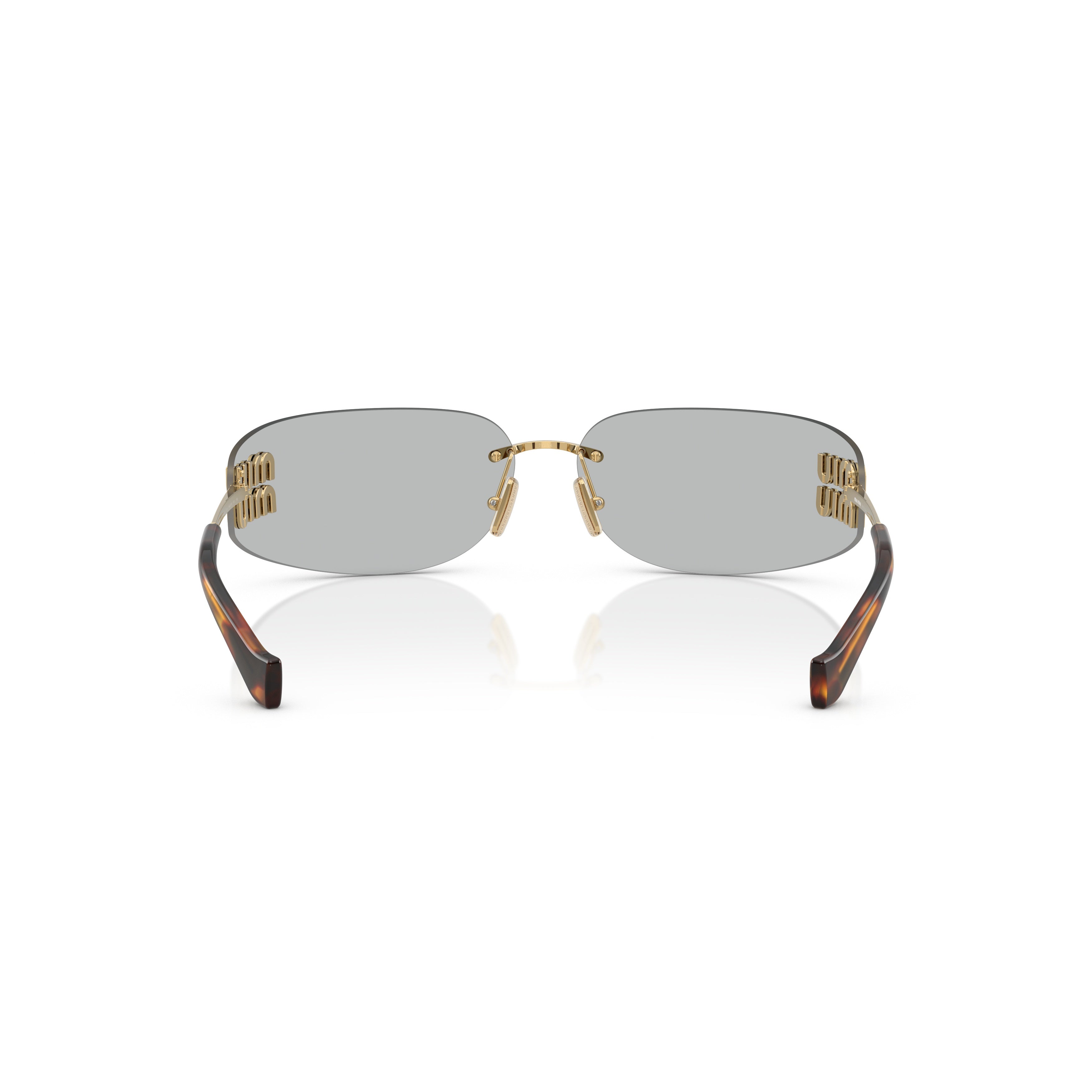 Rimless Sunglasses with Rectangular Grey Lenses