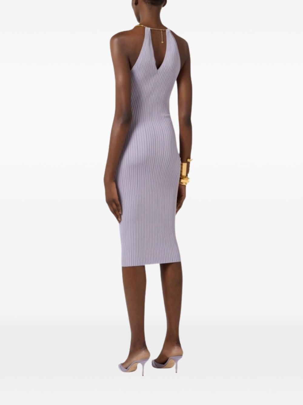 Fitted Midi Dress with Halter Neckline