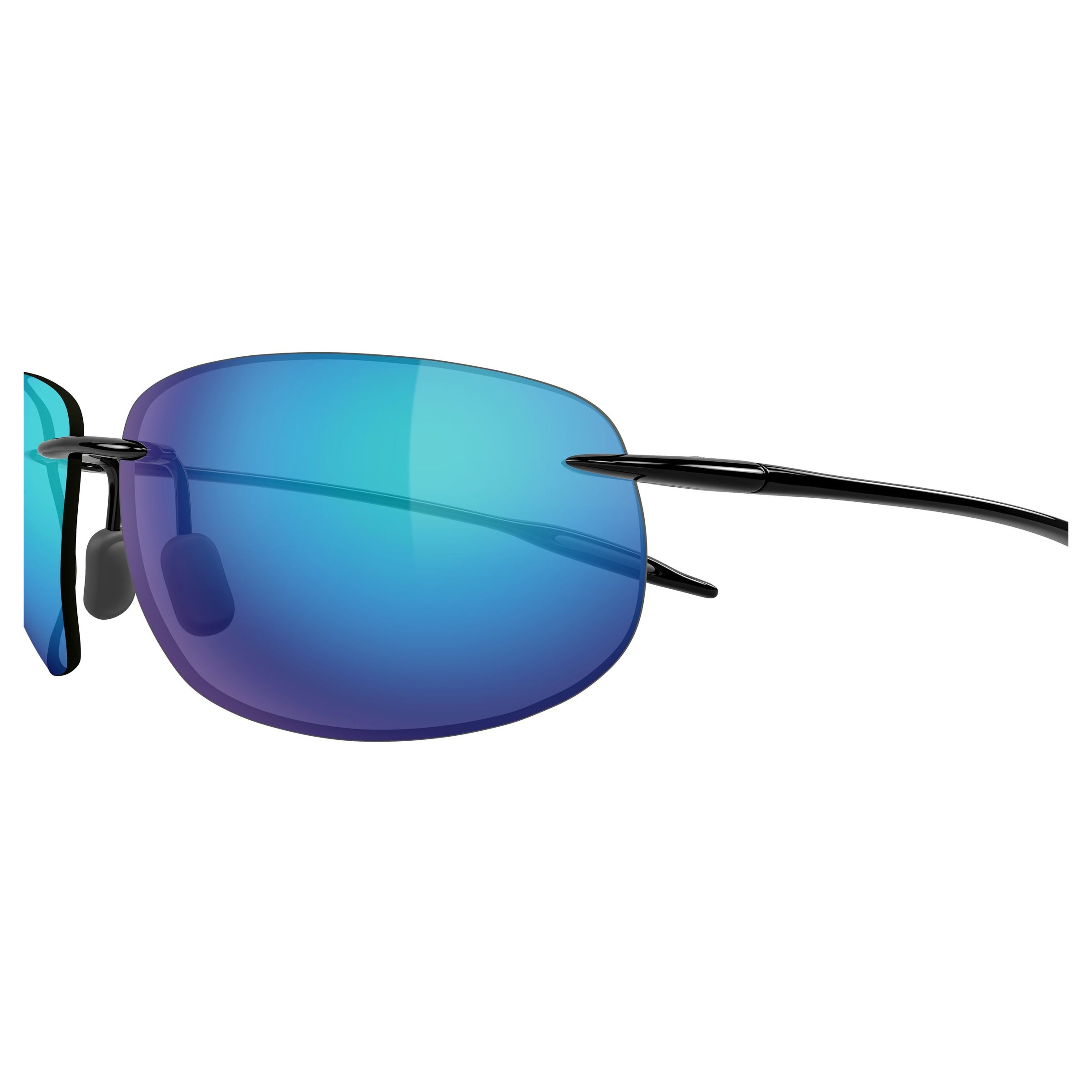 Breakwall Rimless Sunglasses with Rectangular Blue Mirrored Lenses