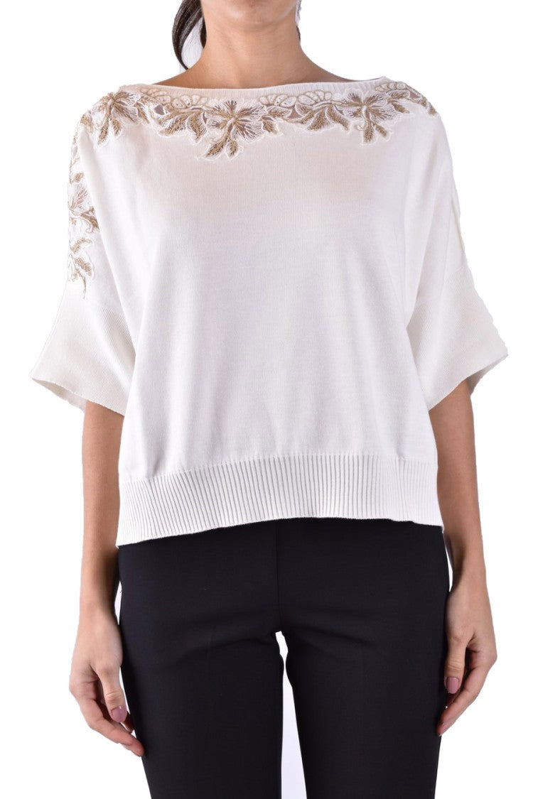 Off White Cotton Sweater