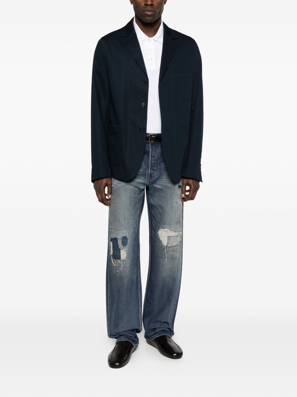 Tailored Silk-Nylon Blend Jacket With Classic Lapel