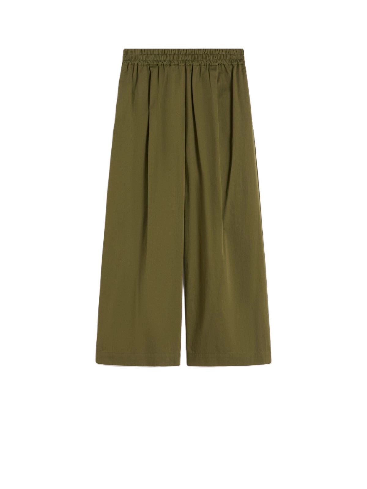 Pleated Wide-Leg Cropped Pants with Comfortable Elastic Waistband