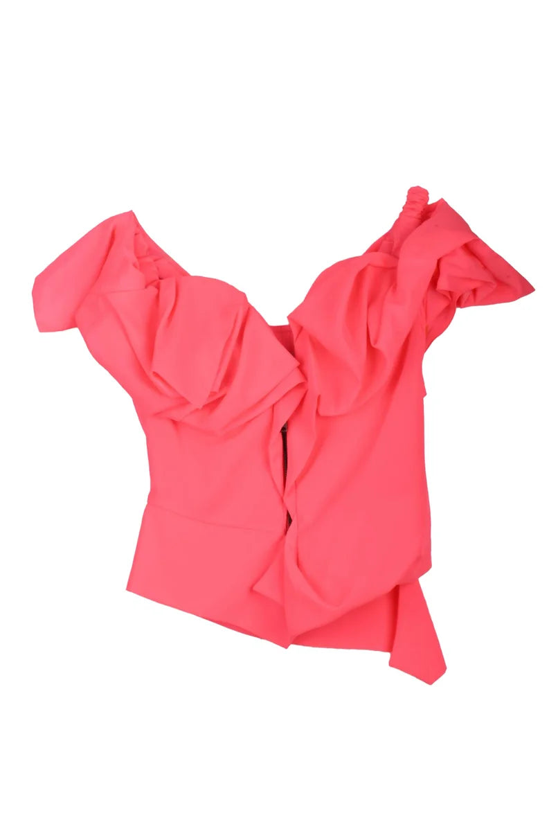 Zip-Front Bustier Top - Rose Shock