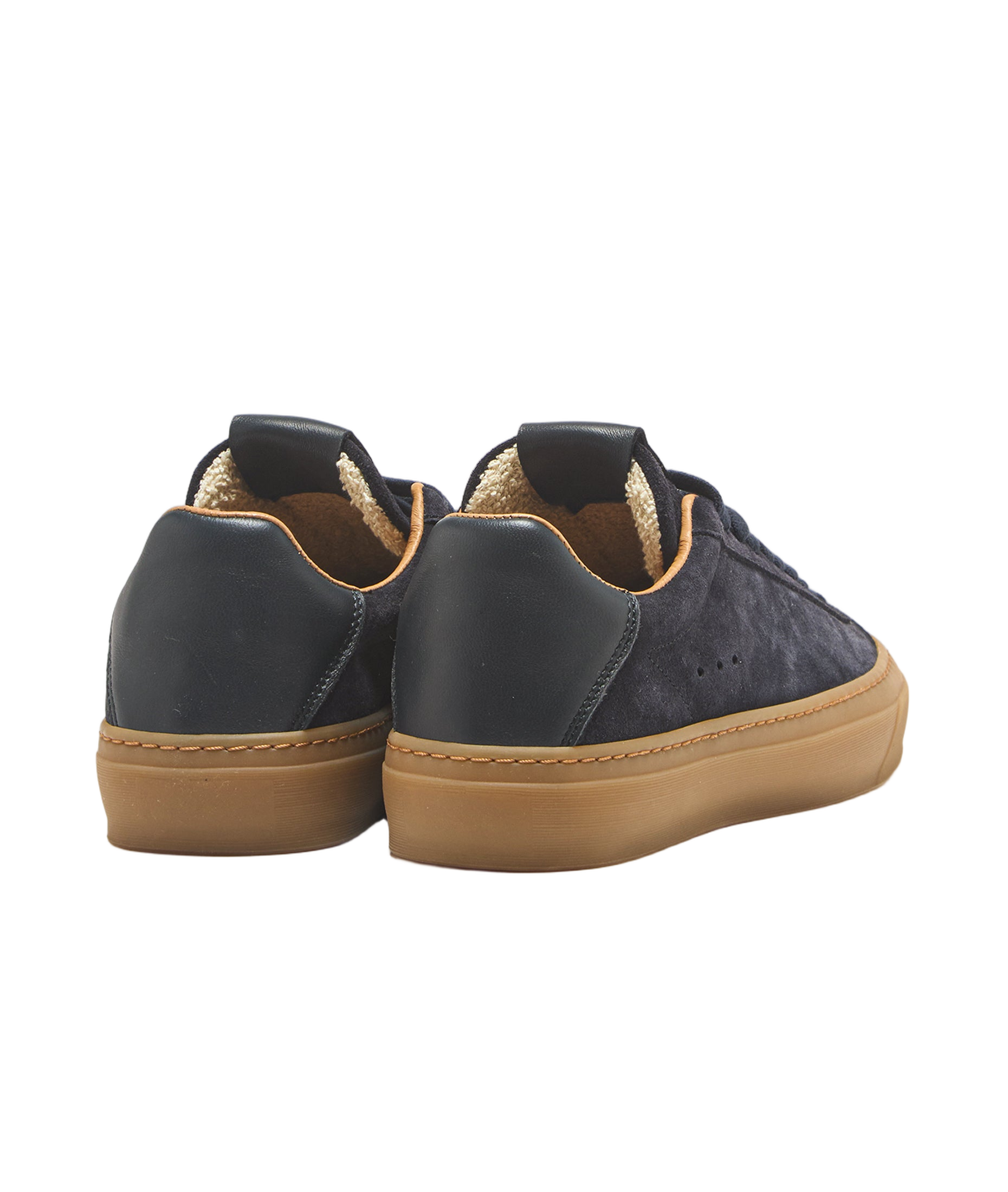 Navy Sneakers With Suede And Leather Craftsmanship