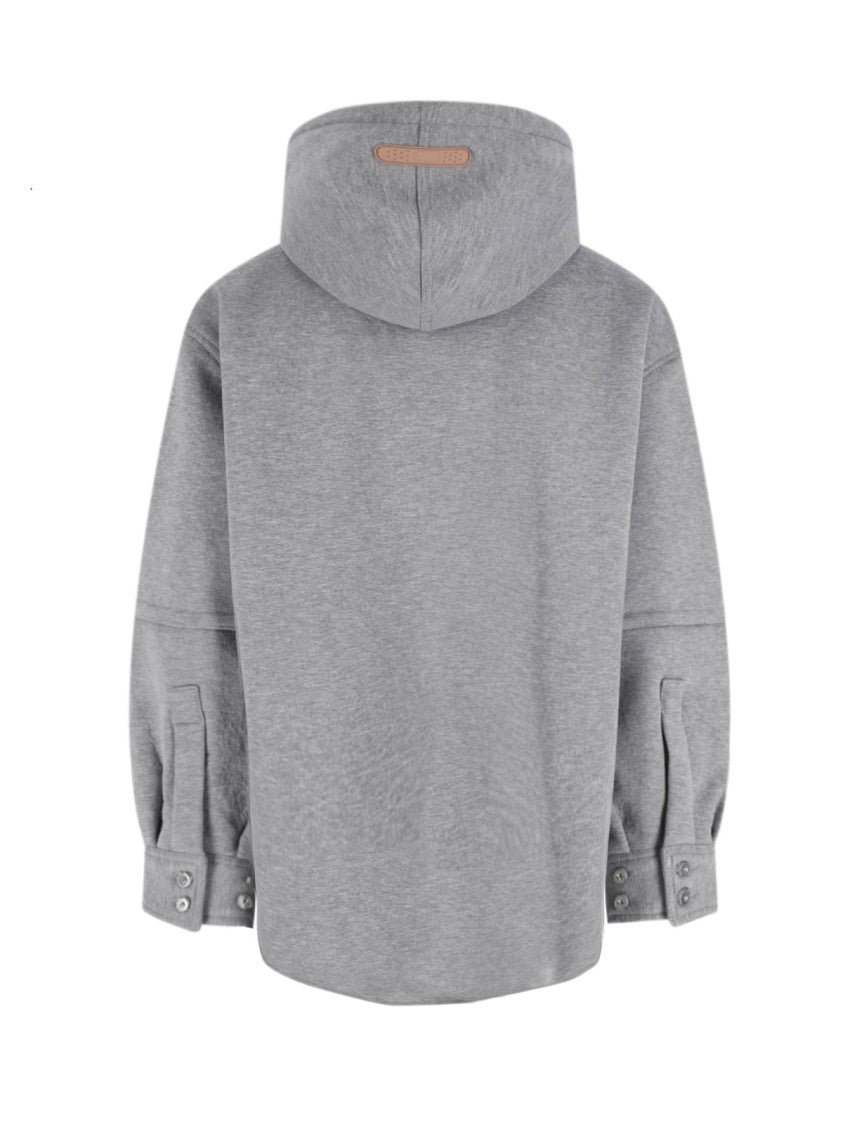 Logo Hooded Cardigan – Grey