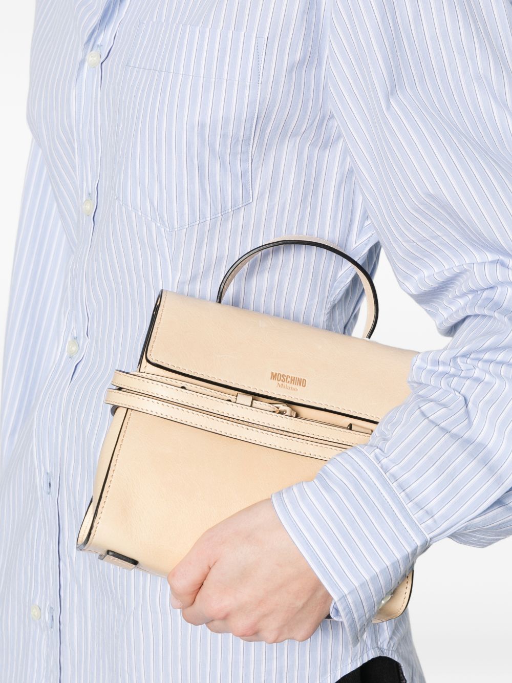 Beige Top Handle Detachable Shoulder Strap Bag