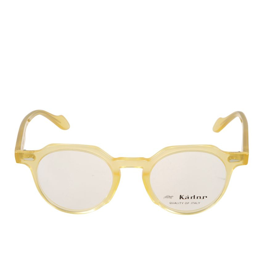 Amadeus Translucent Yellow Rounded Sunglasses with Keyhole Bridge