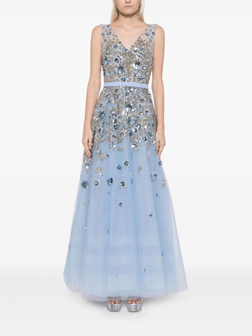Tulle, Ankle Length Dress With Dotted Beading