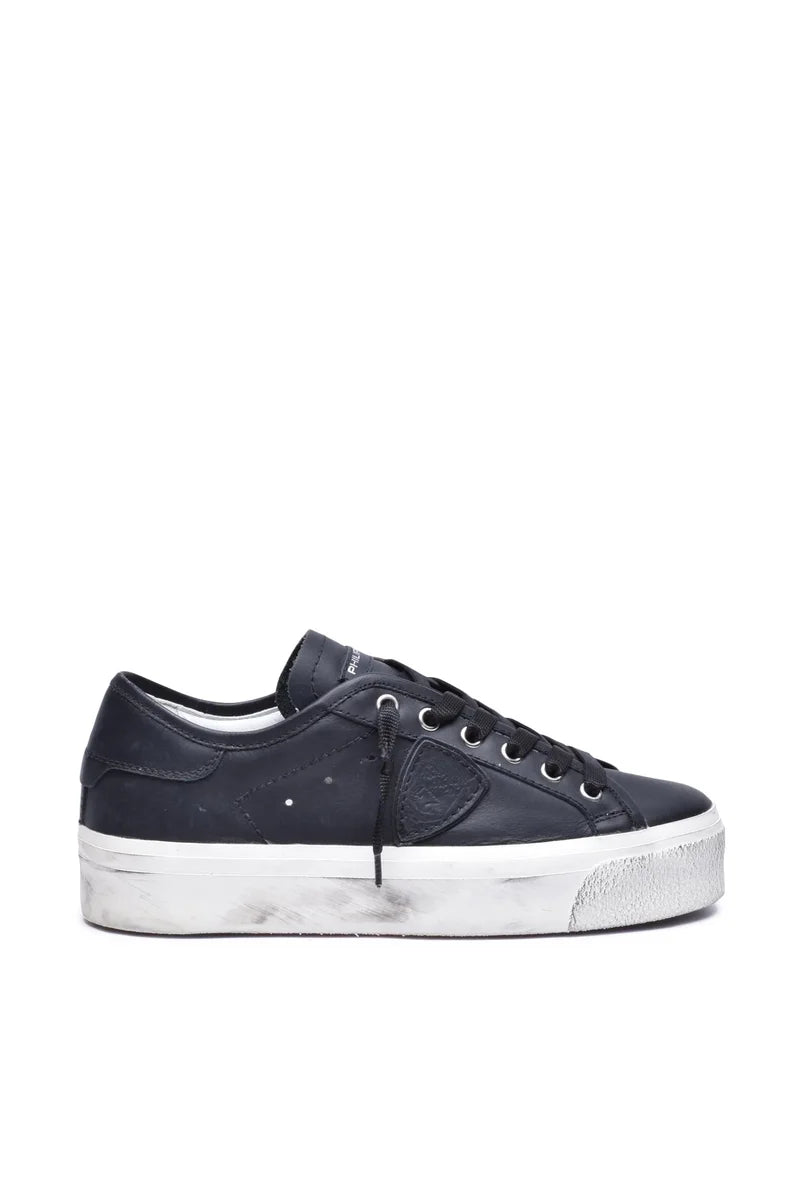 Low-Top Black Leather Sneakers