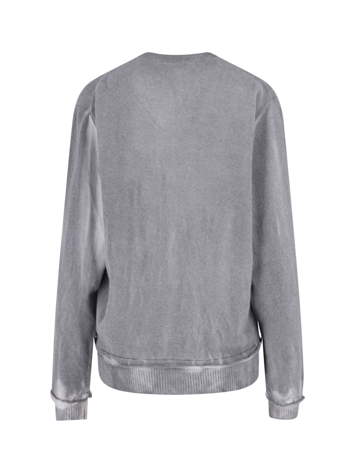 Grey Plush Button-Up Ribbed Sweater