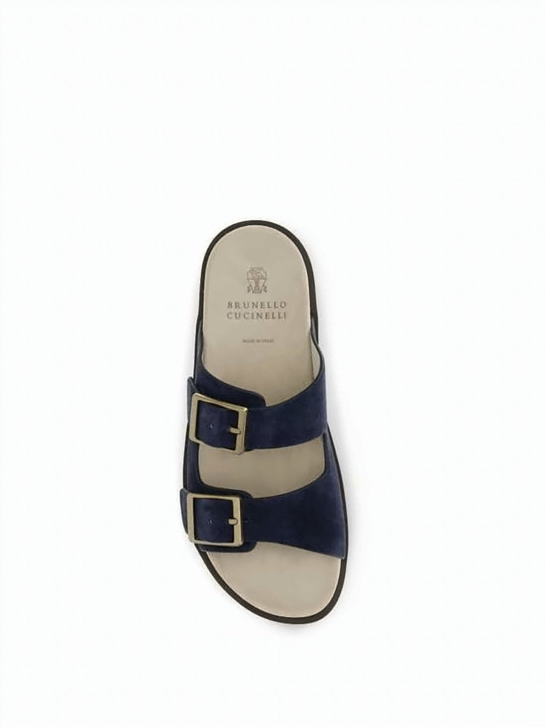 Suede Sandal with Metallic Buckles