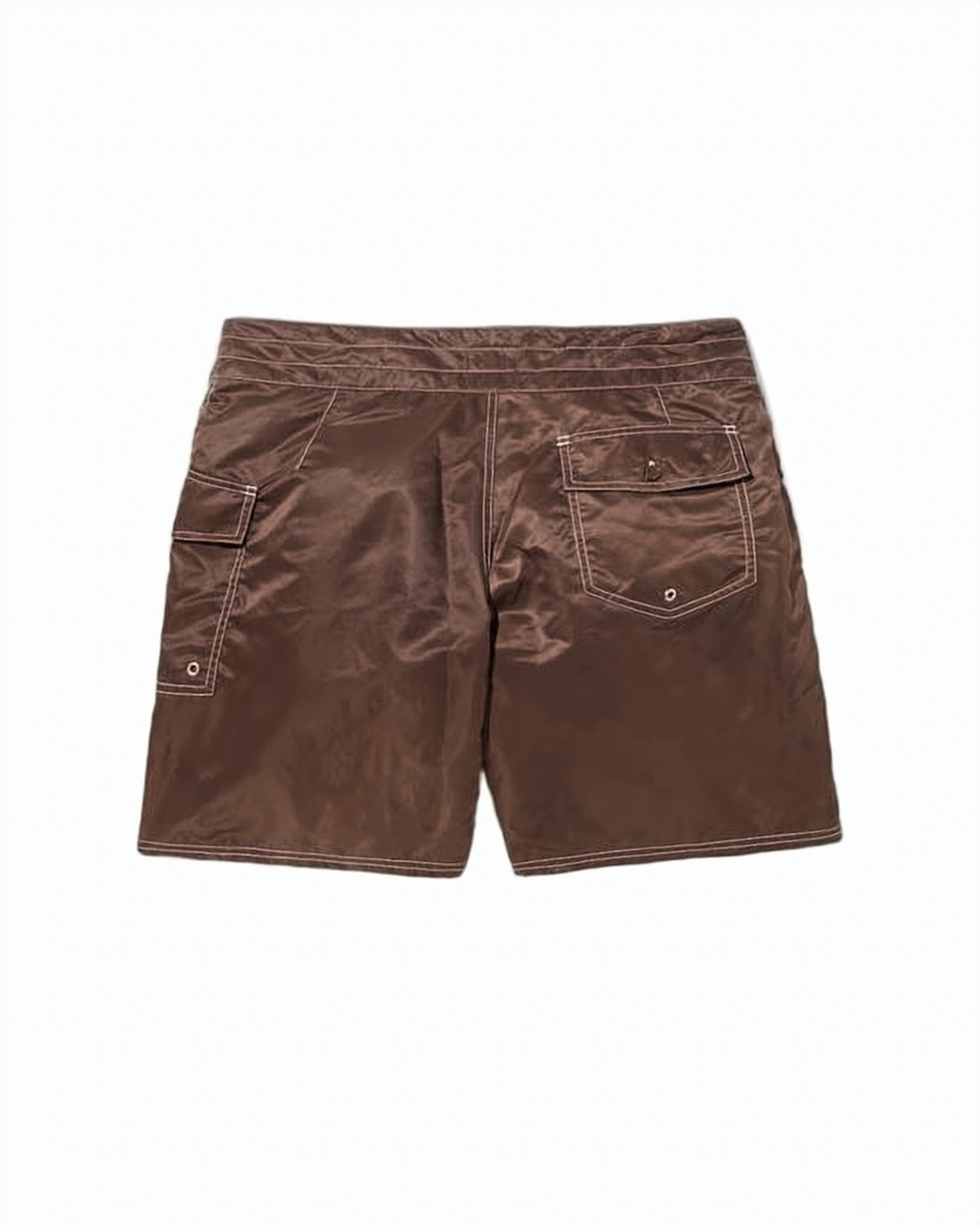 Brown Nylon Shorts with Lace-Up Front