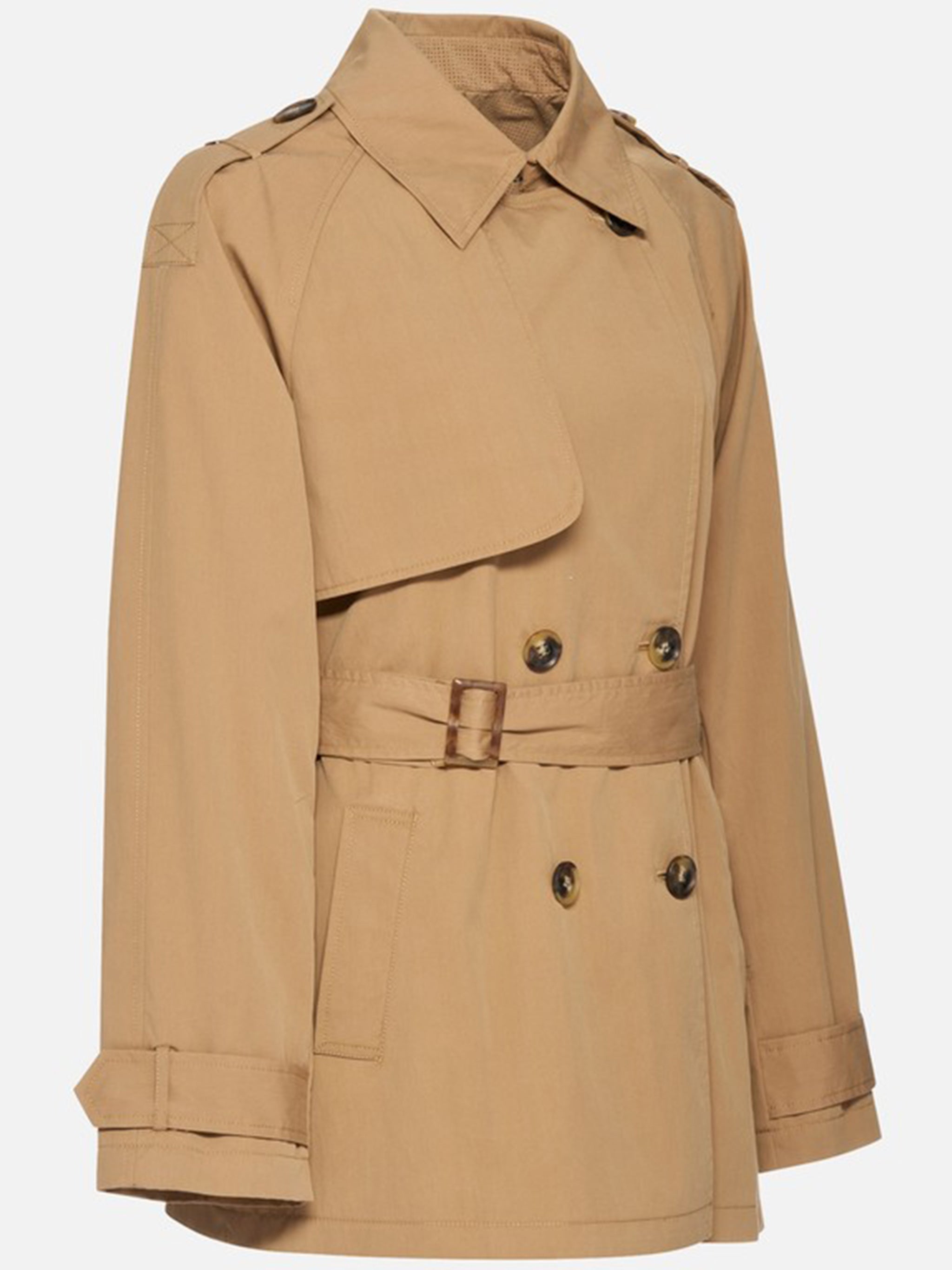 Lampedusa Short Brown Double-Breasted Trench Coat