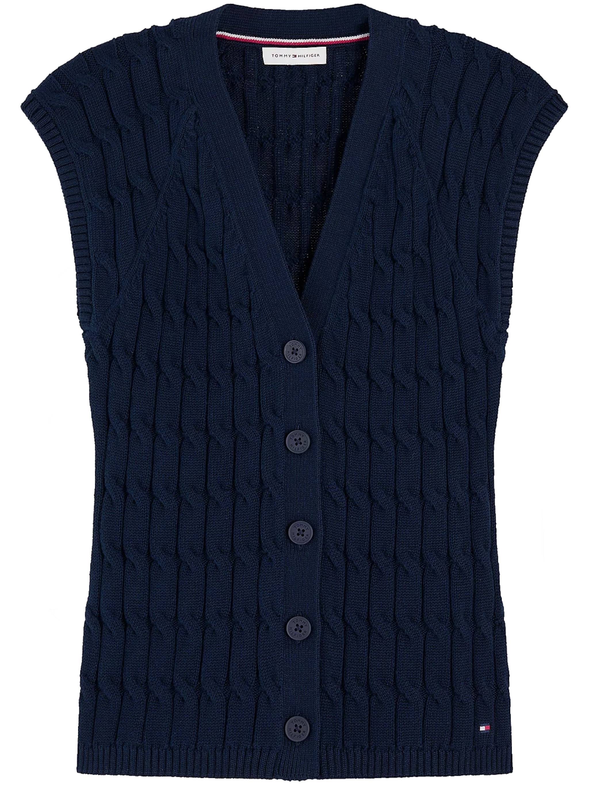Blue Mid Gg Cable Vest Gilet