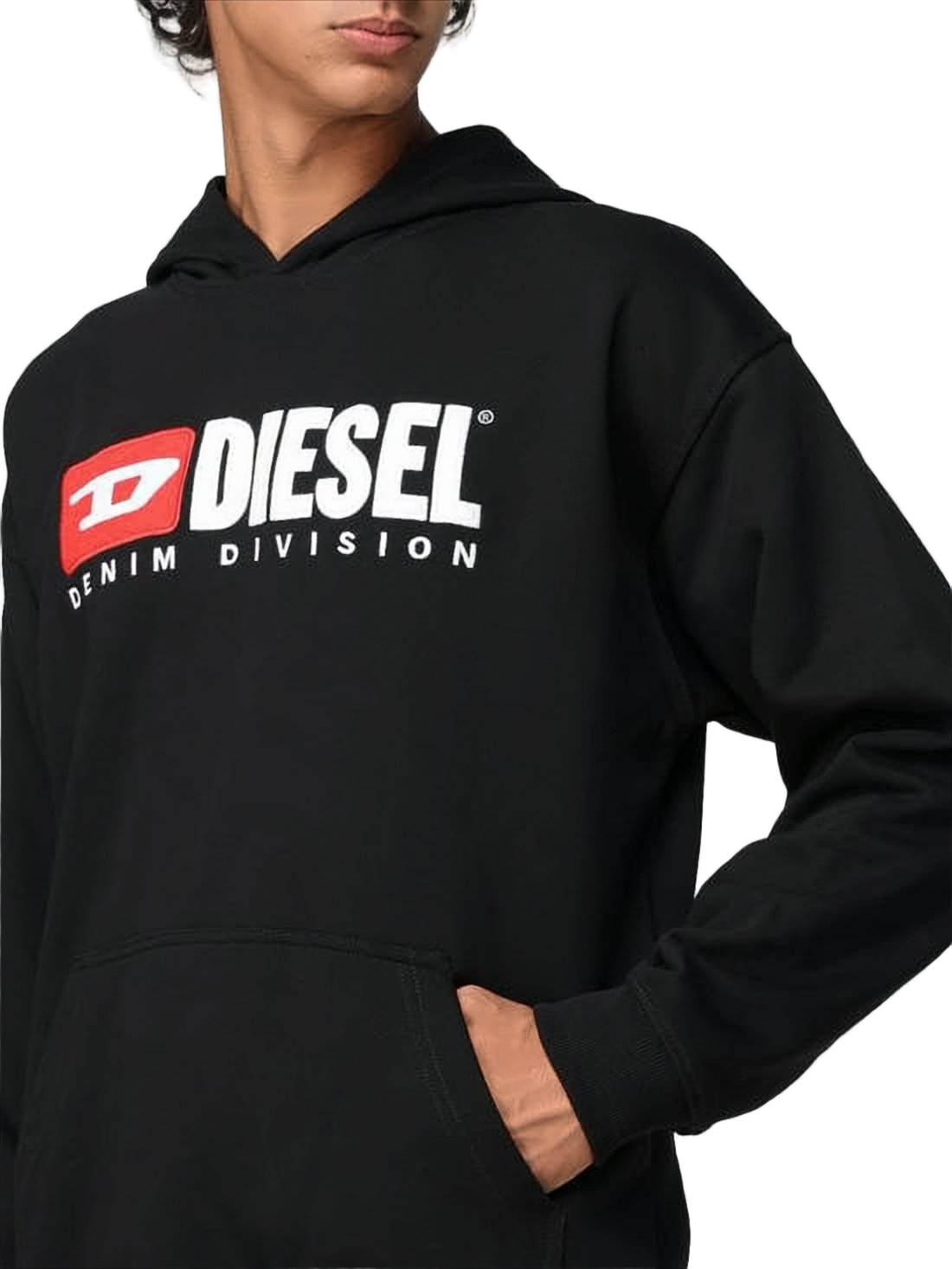 Black Hoodie with Bold Logo and Front Kangaroo Pocket