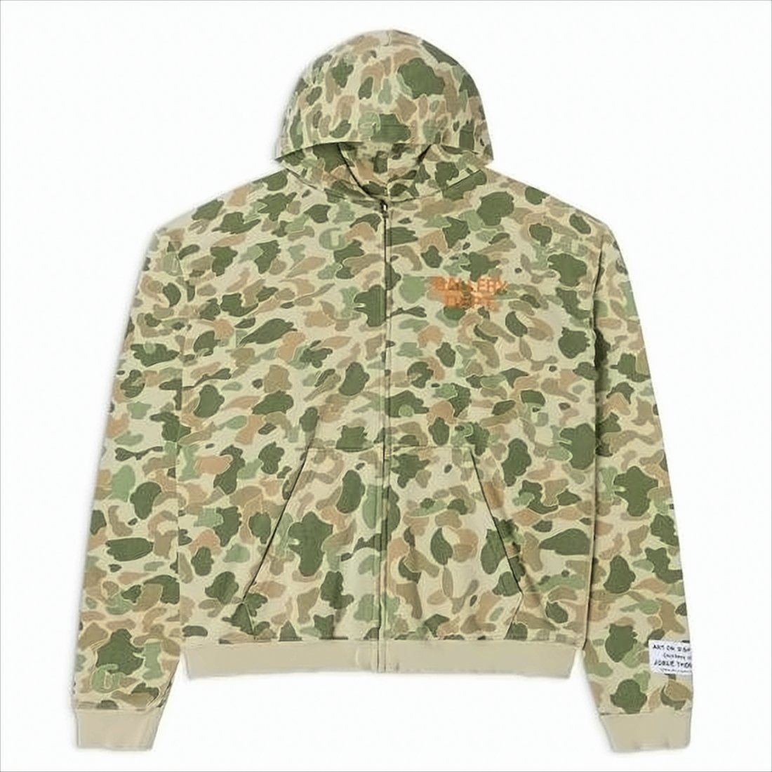 Camouflage Zip-Up Hoodie with Drawstrings