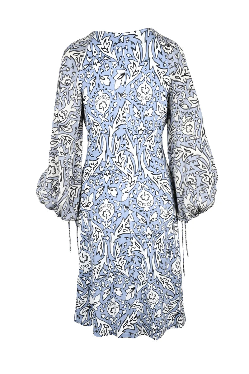 Orata Midi Dress - White/Avio