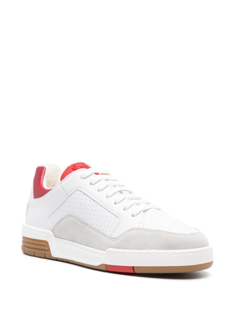Perforated Calf Leather and Suede Sneakers