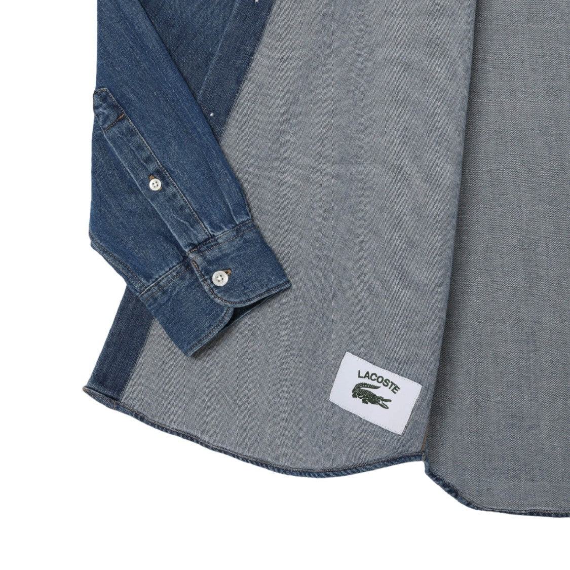 Organic Cotton Denim Shirt with Embroidered Crocodile Logo