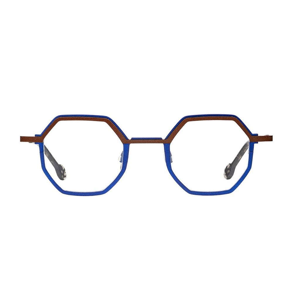 Doyenne Geometric Titanium Eyeglasses With Tortoiseshell Accents