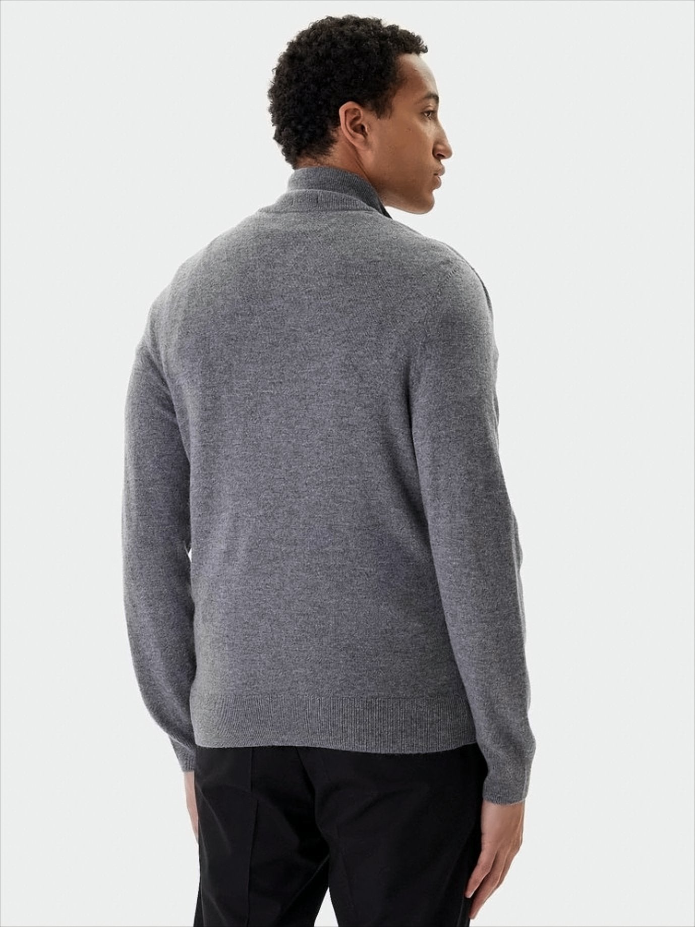 Half-Zip Gray Sweater With Tailored Fit