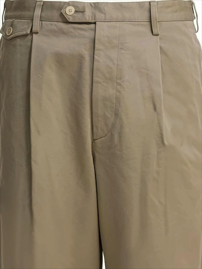 Brown Straight Pants with Buttoned Side Adjusters