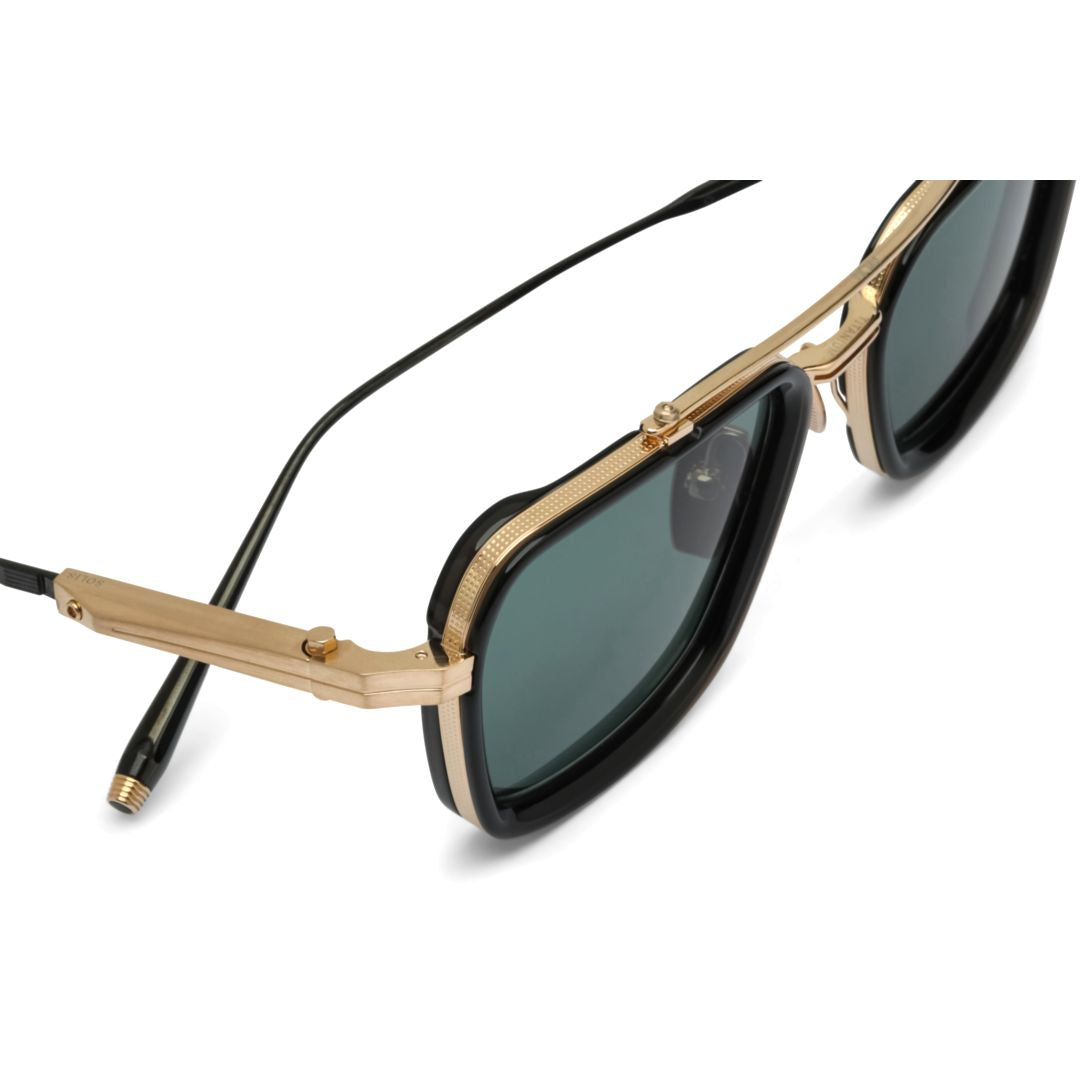 Aks-507 Bold Square Sunglasses with Gold-tone Accents