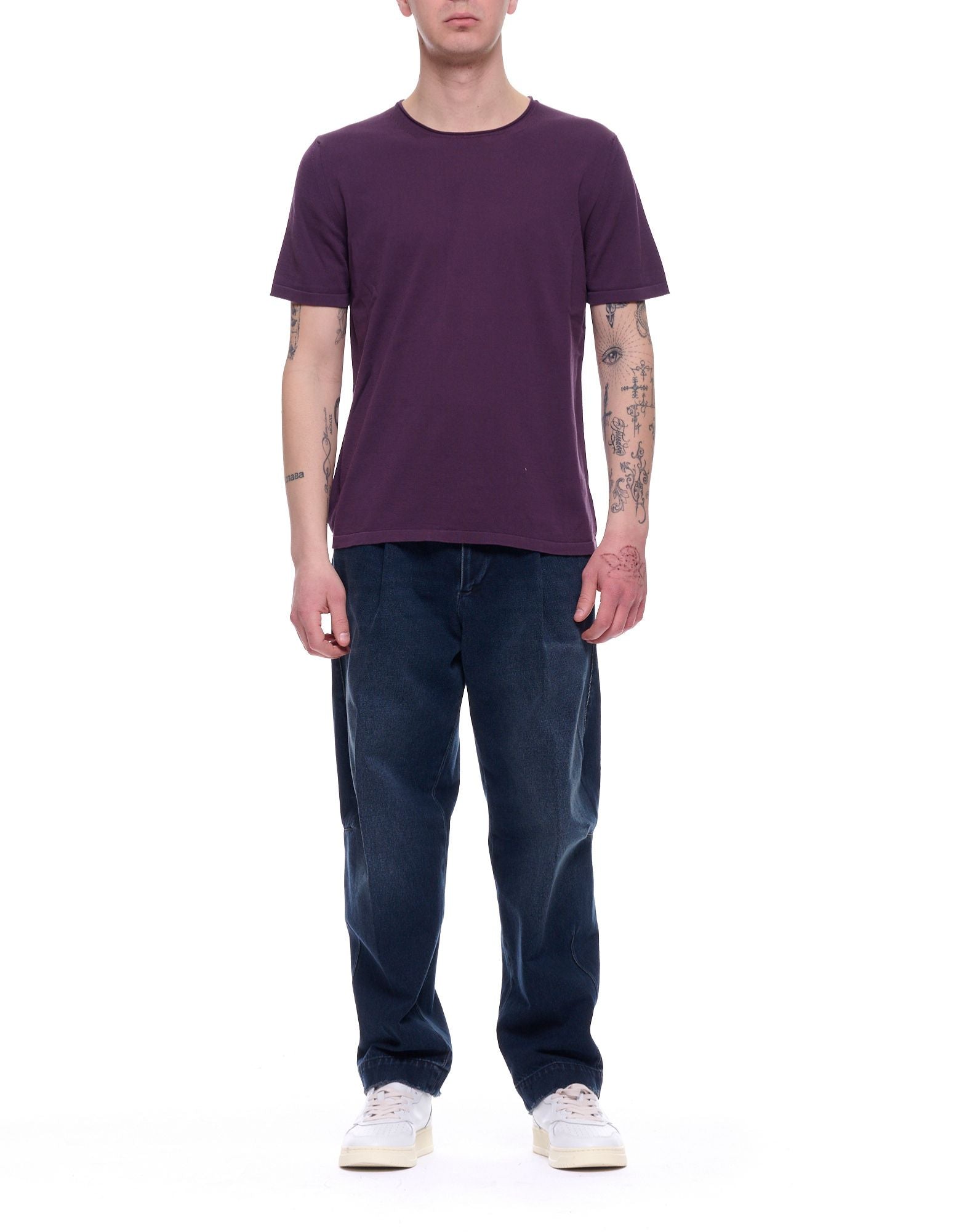 Purple Regular Fit Cotton Round Neck T-Shirt
