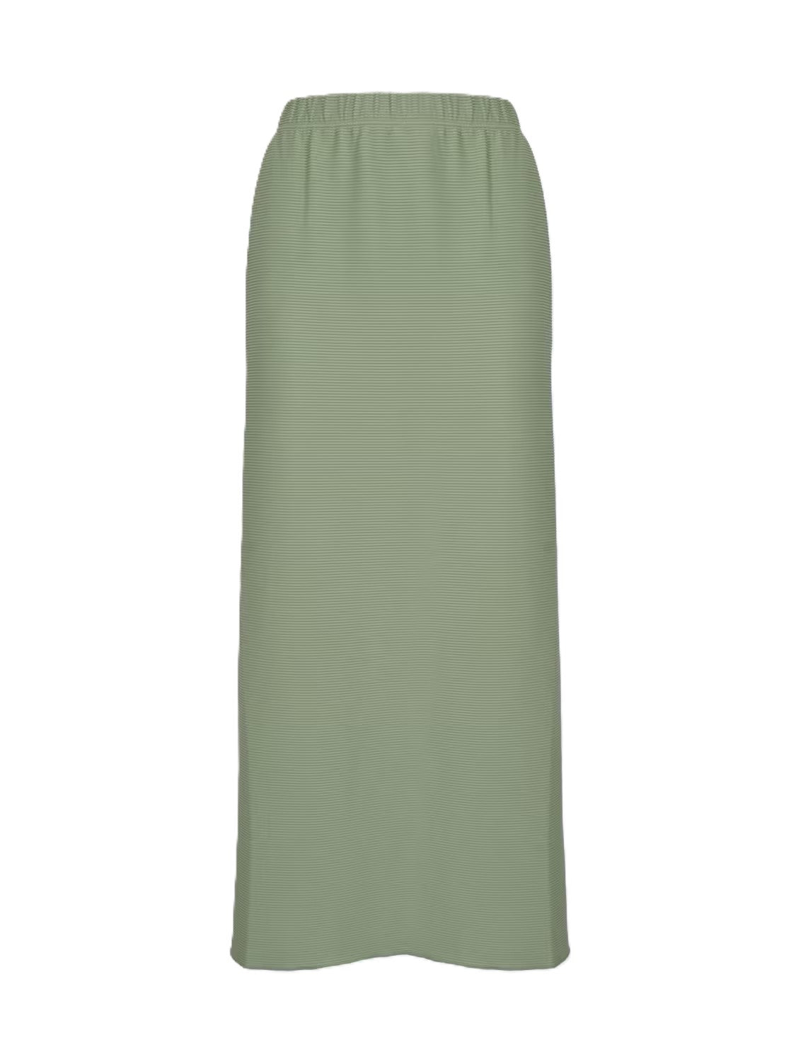 Midi-Length Skirt with Straight Silhouette and Elastic Waistband