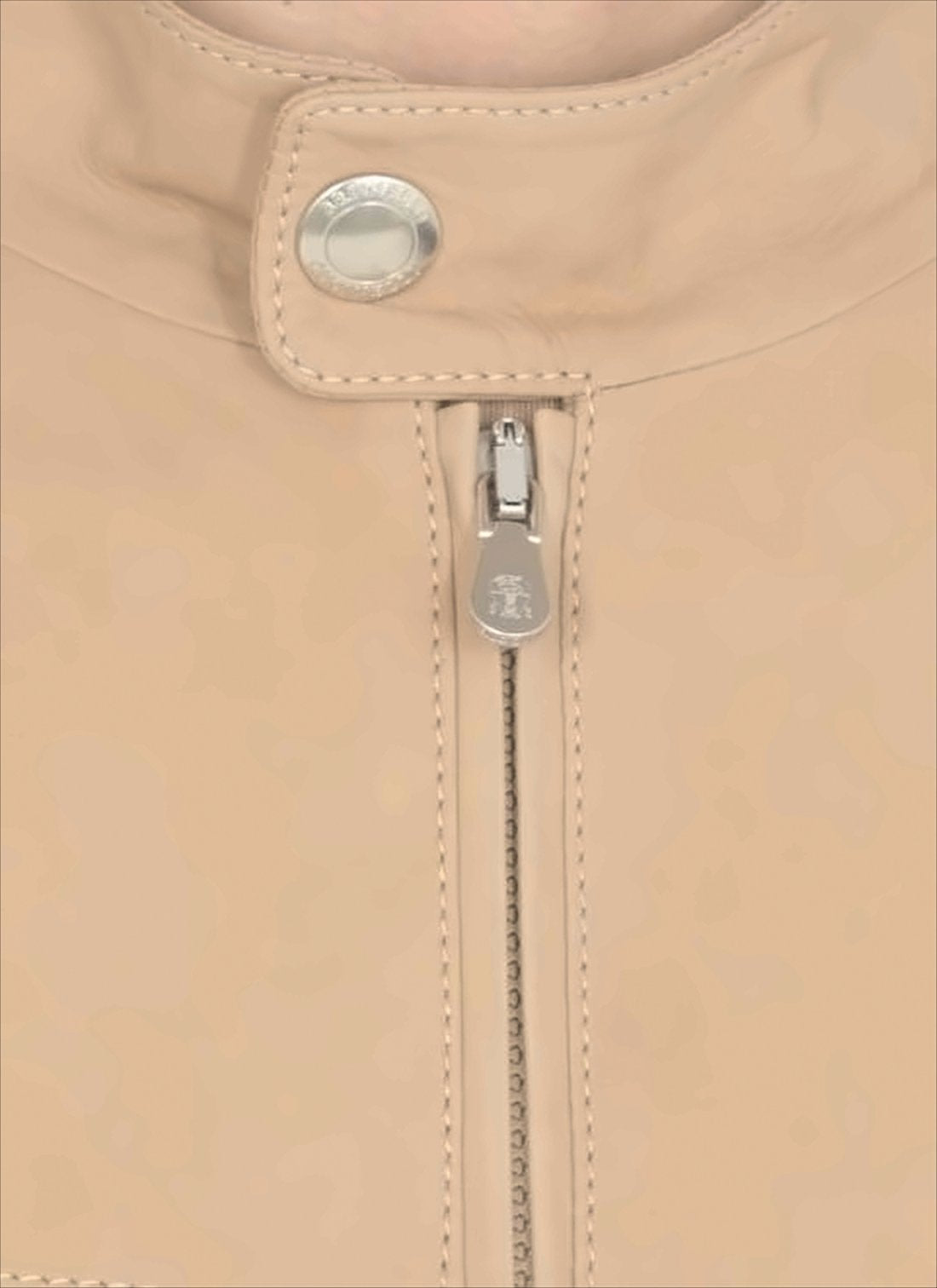 Smooth Leather Bomber Jacket with Knit Sleeves
