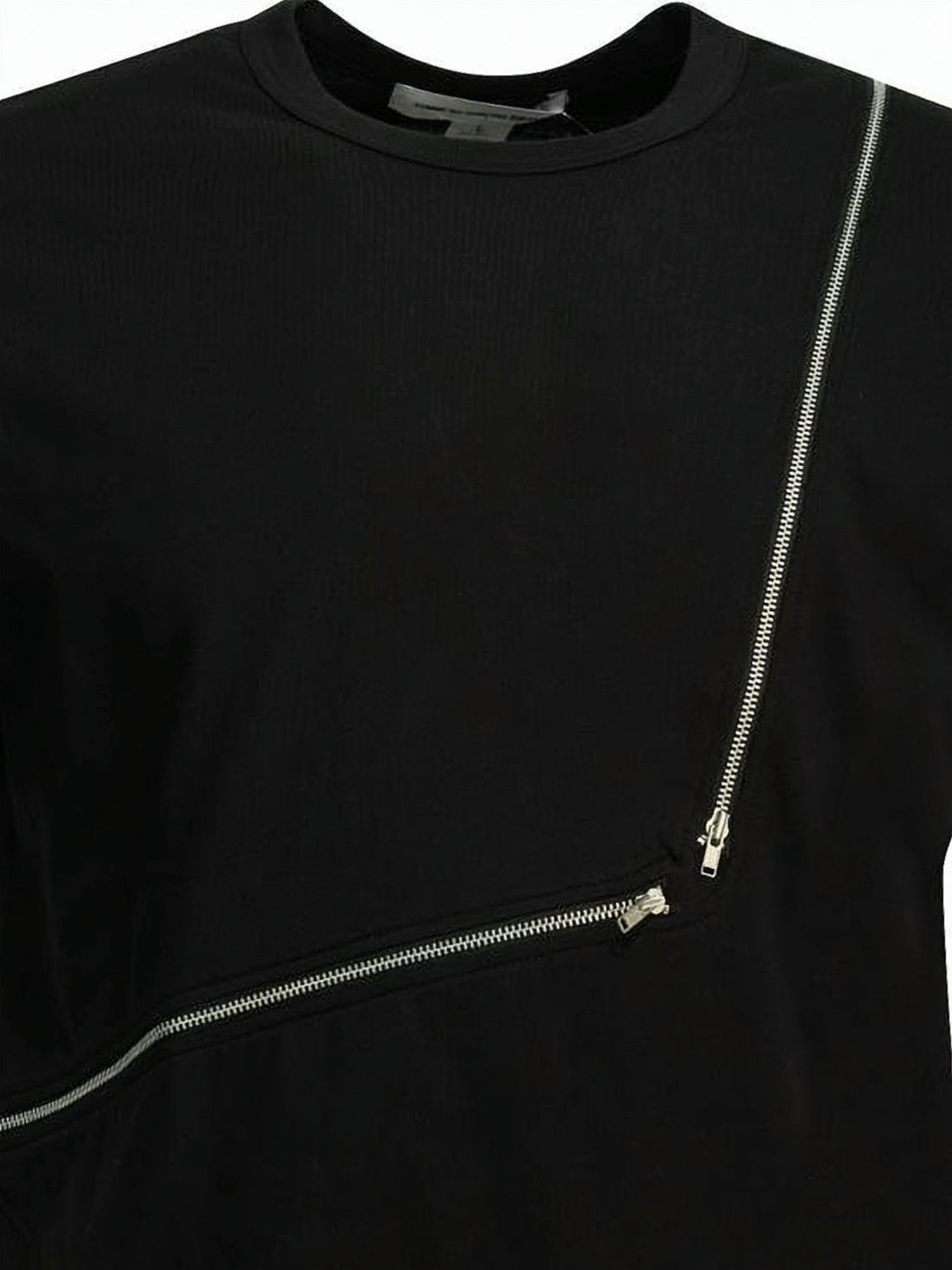 Short-Sleeve T-Shirt with Diagonal Zipper Detail