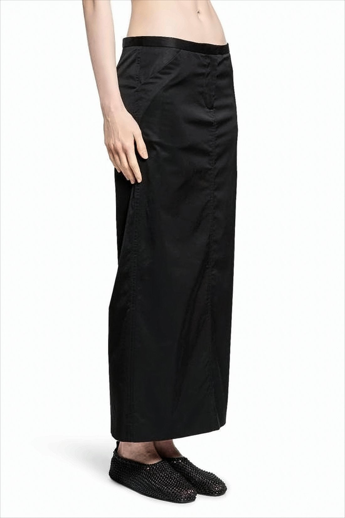Long Black Skirt with Straight Silhouette