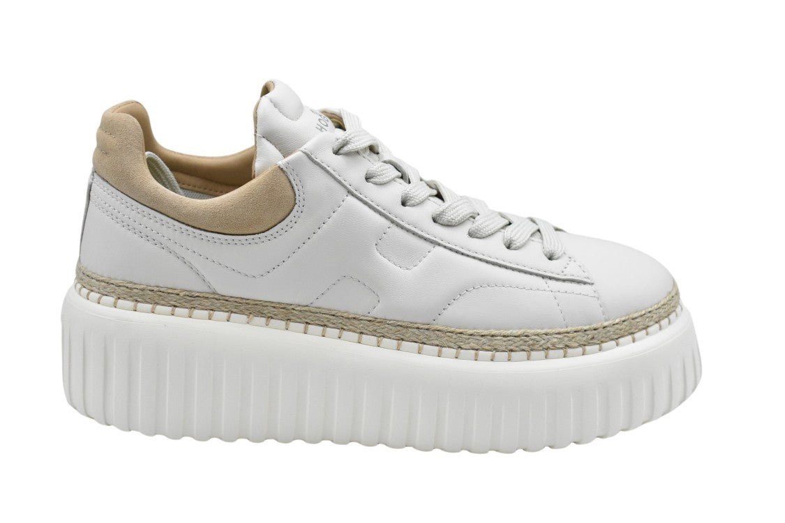 Ivory Brown Lace-Up Sneakers With Textured Sole