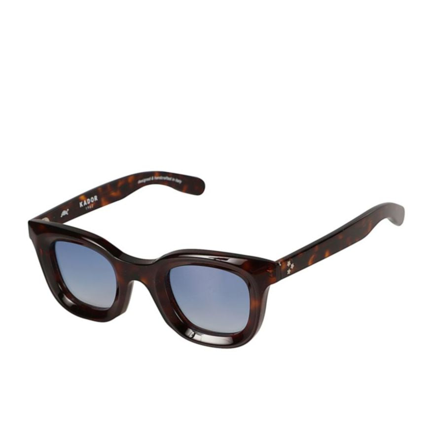 Joy Rectangular Tortoiseshell Sunglasses with Gradient Blue Lenses