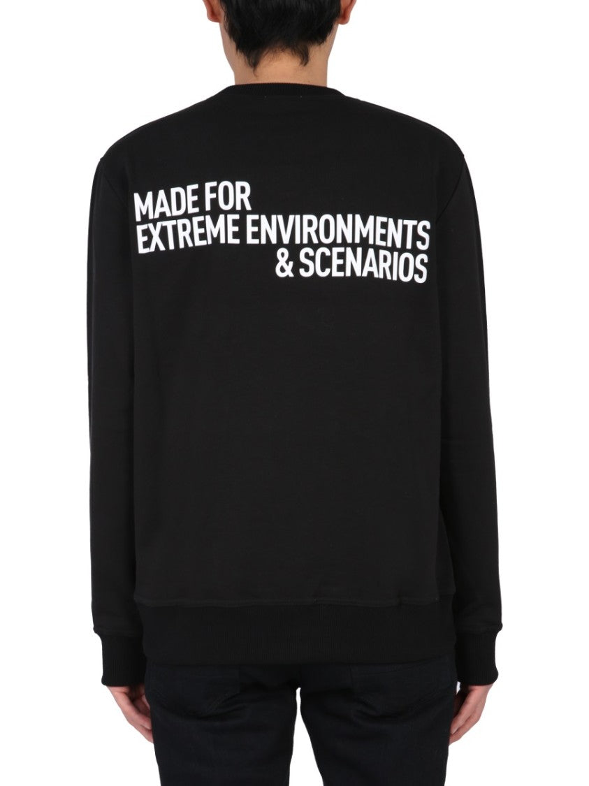 Crew Neck Sweatshirt With Ribbed Finish