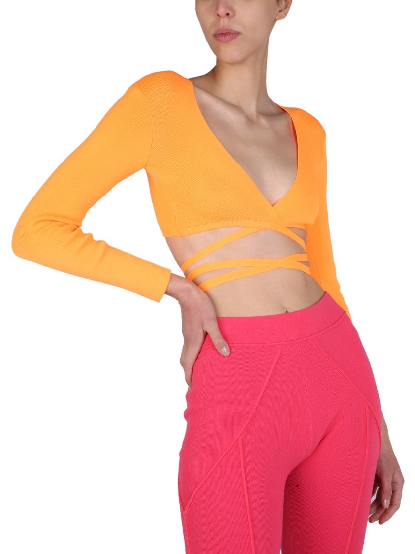 Cropped Top With Wide V-Neck