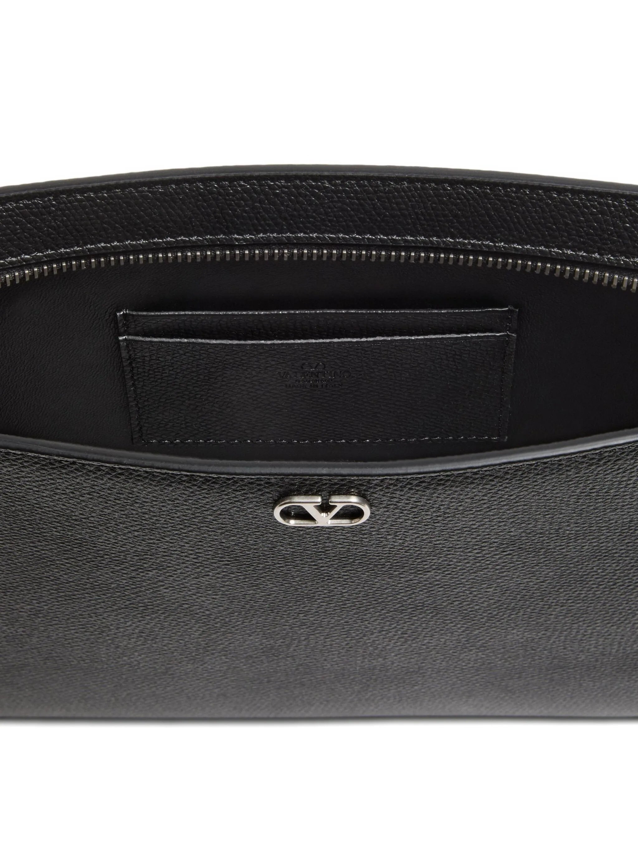 Black Pouch Vlogo Signature Leather Clutches