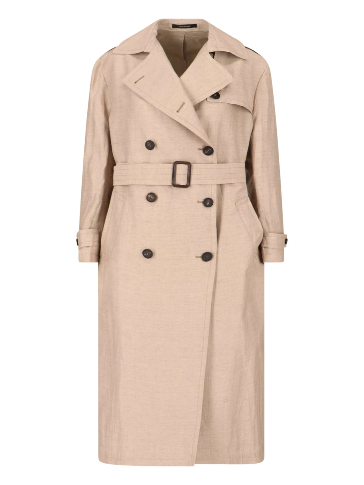 Beige Double-Breasted Wool Cotton Trench
