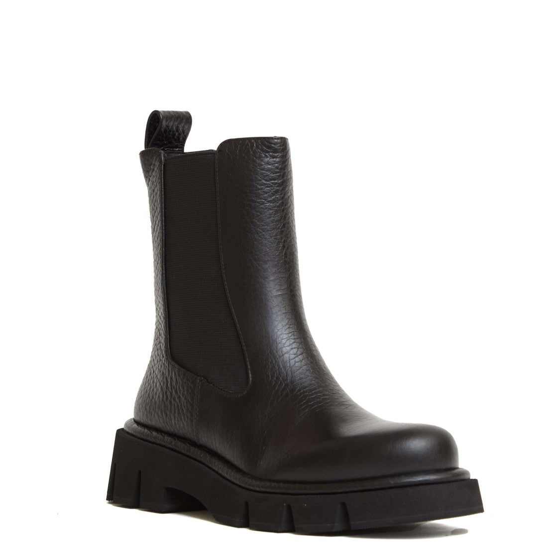 Textured Hammered Leather Ankle Boots with Sole
