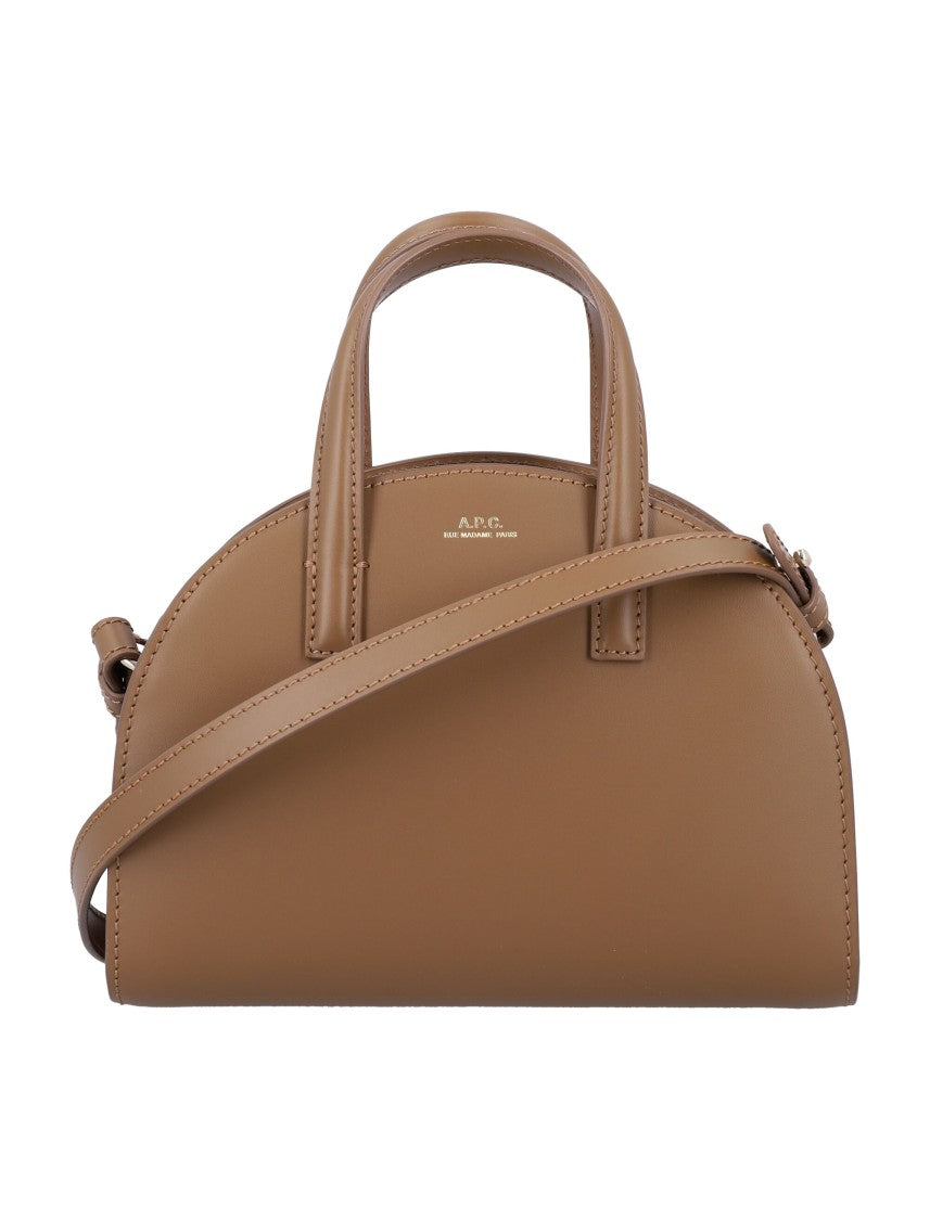 Small Rounded Leather Tote With Dual Handles