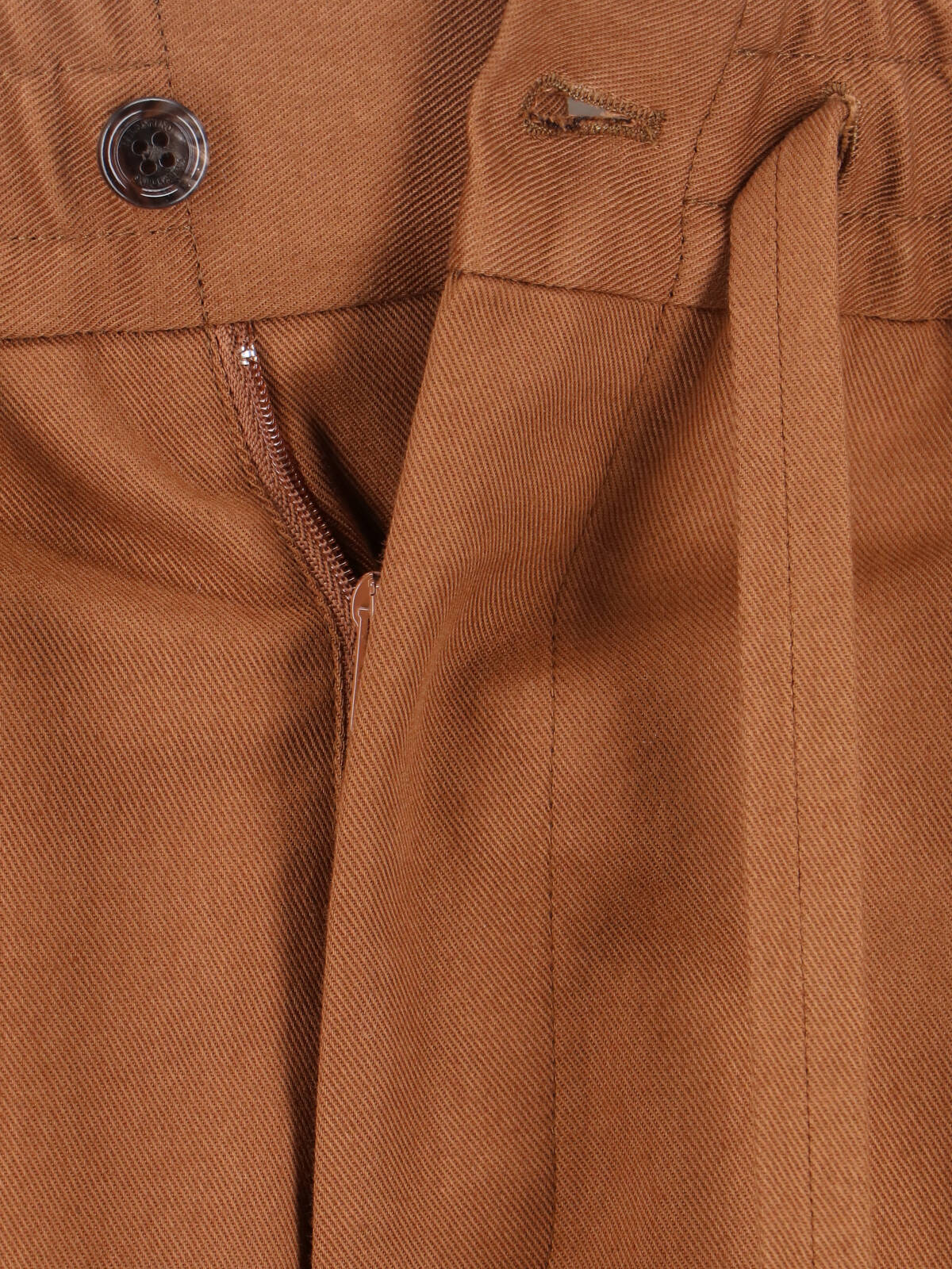 Cotton Trousers, Brown, Adjustable Drawstring Waist