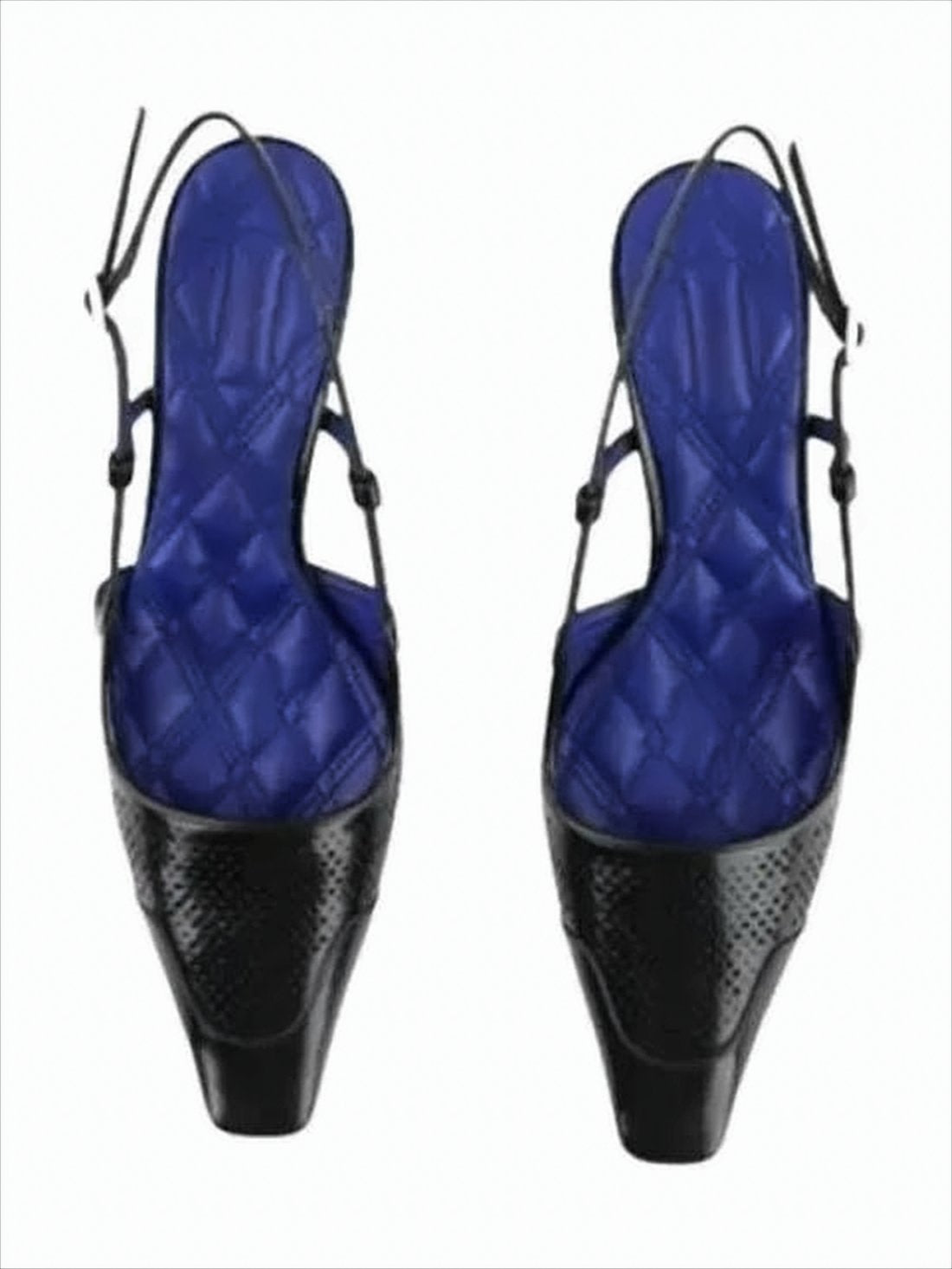 Textured Black Leather Slingback Pumps