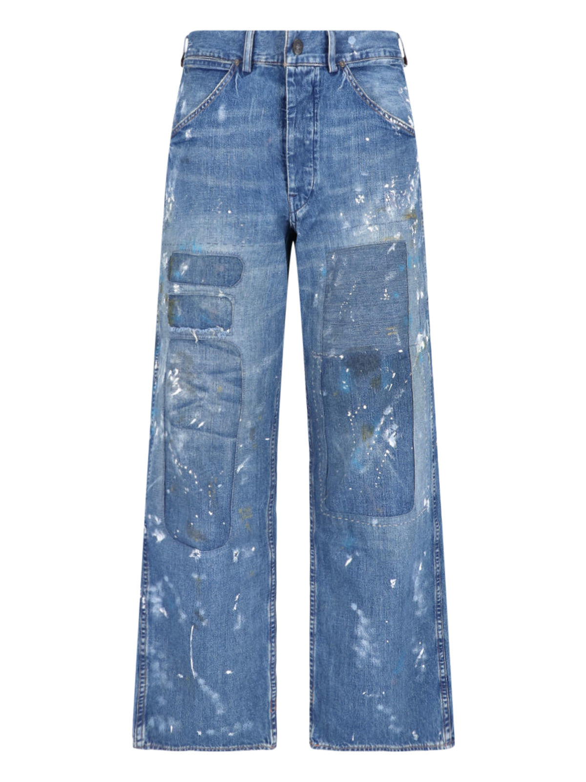 Blue Straight-Leg Traditional Denim Jeans